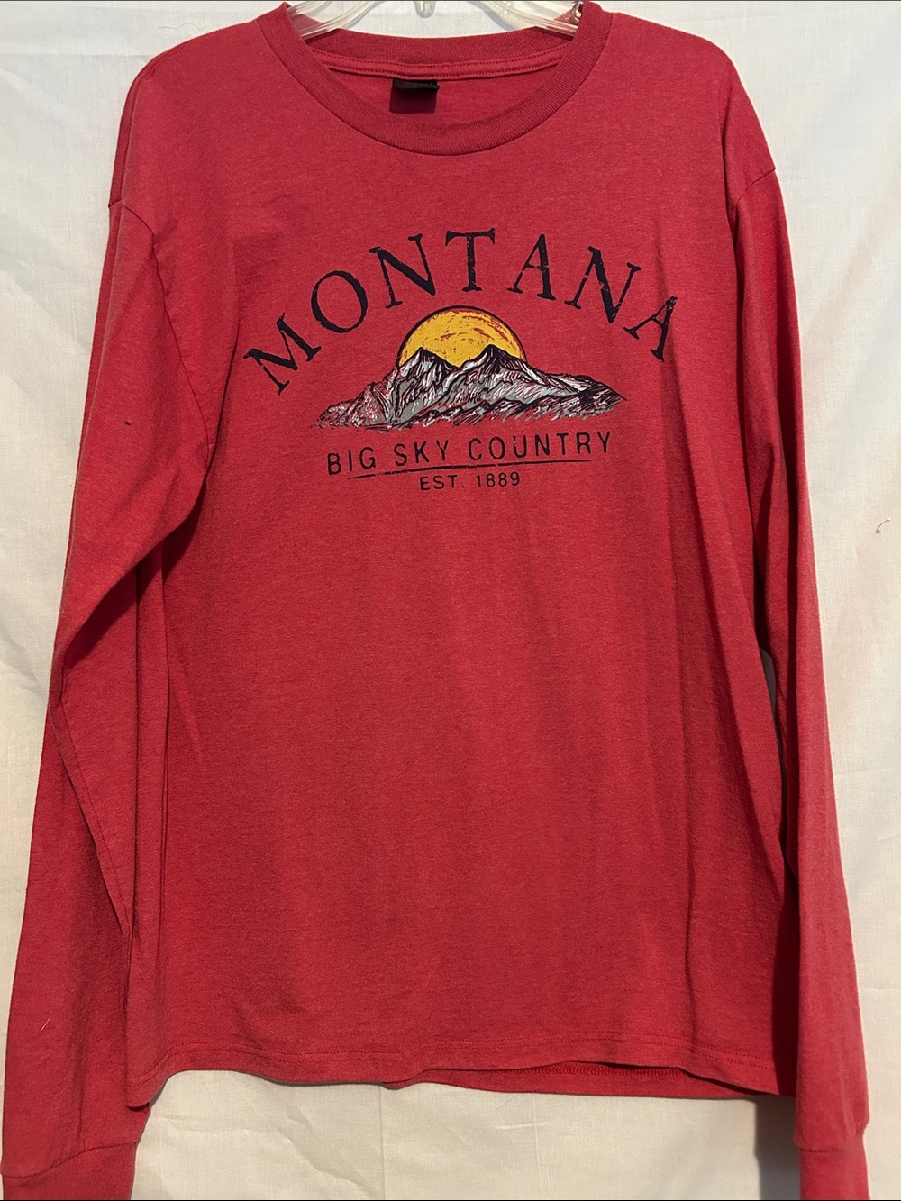 Montana Women's Long-Sleeve Tee - Red with Yellow Graphic